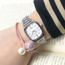 Relógio de quartzo quadrado feminino elegante e requintado