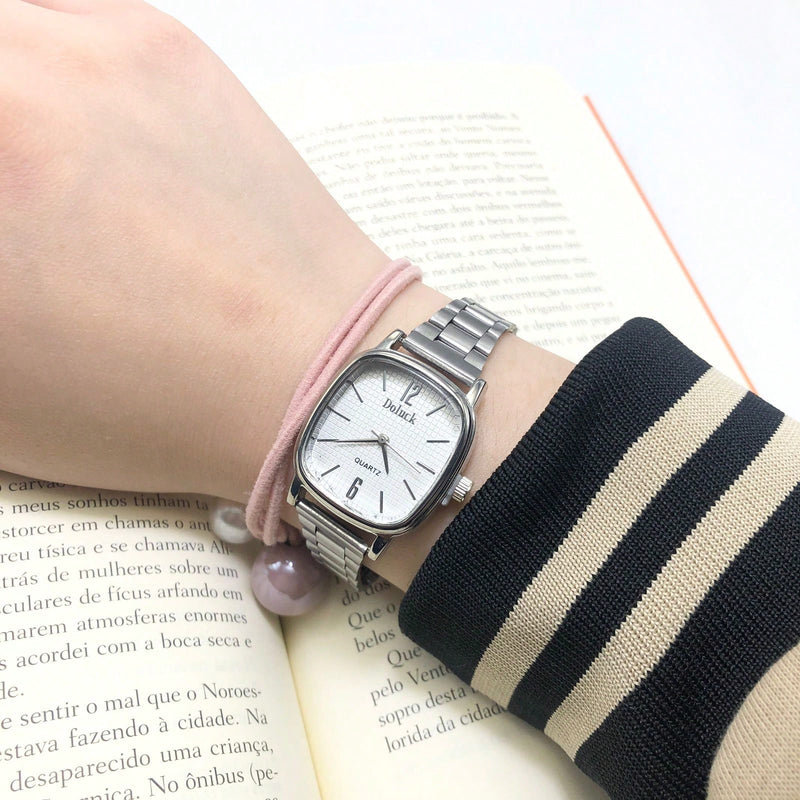 Relógio de quartzo quadrado feminino elegante e requintado