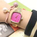 Relógio de quartzo quadrado feminino elegante e requintado