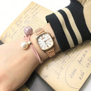 Relógio de quartzo quadrado feminino elegante e requintado