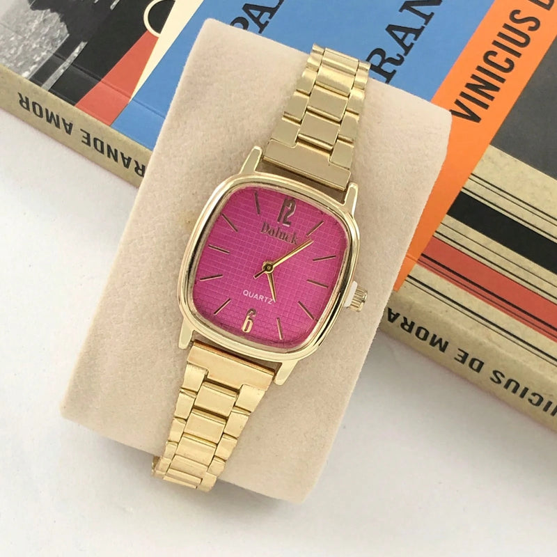 Relógio de quartzo quadrado feminino elegante e requintado