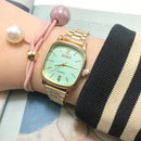 Relógio de quartzo quadrado feminino elegante e requintado