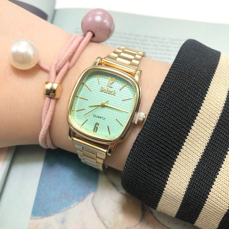 Relógio de quartzo quadrado feminino elegante e requintado