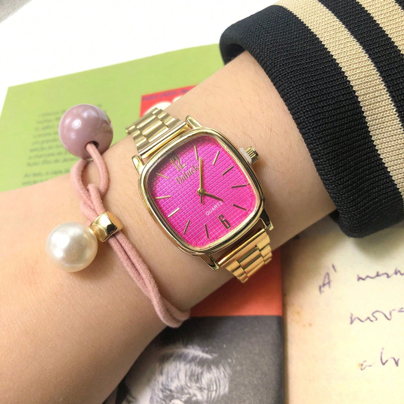 Relógio de quartzo quadrado feminino elegante e requintado