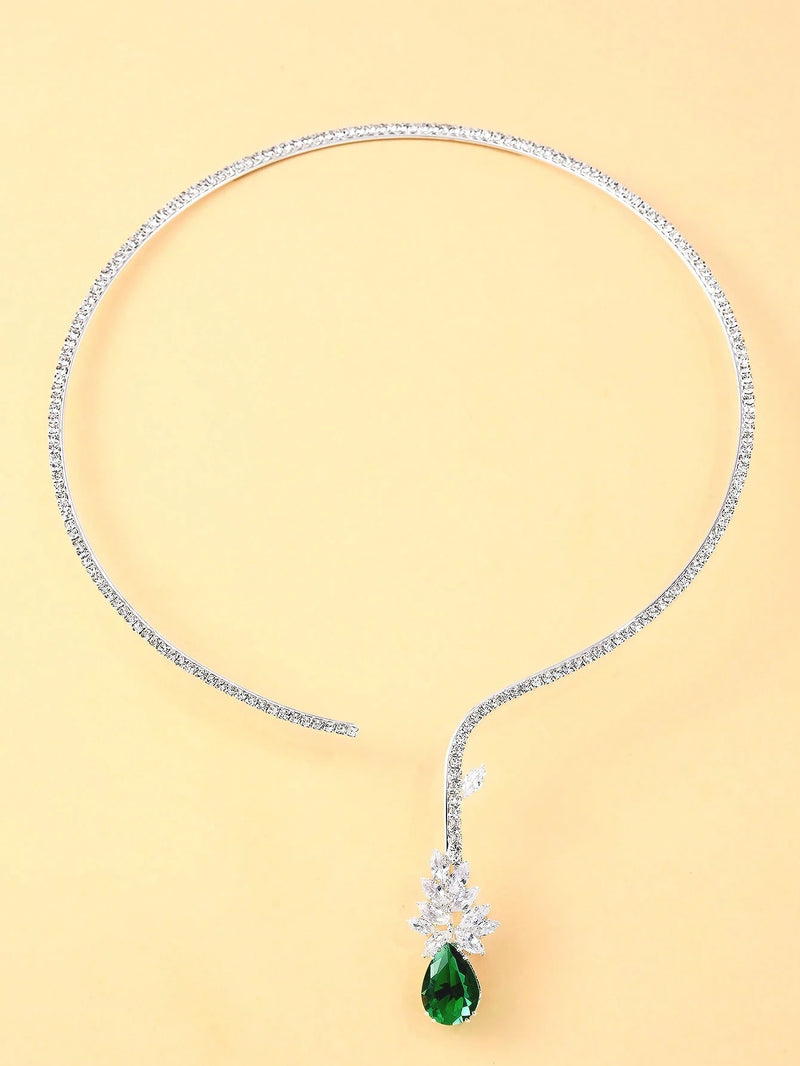 1 Peça Colar Choker Ajustável em Formato de Flor de Zircônia Para Mulheres