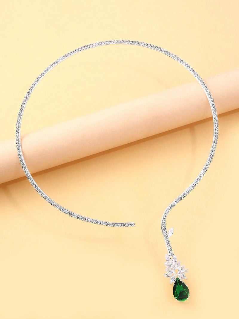 1 Peça Colar Choker Ajustável em Formato de Flor de Zircônia Para Mulheres