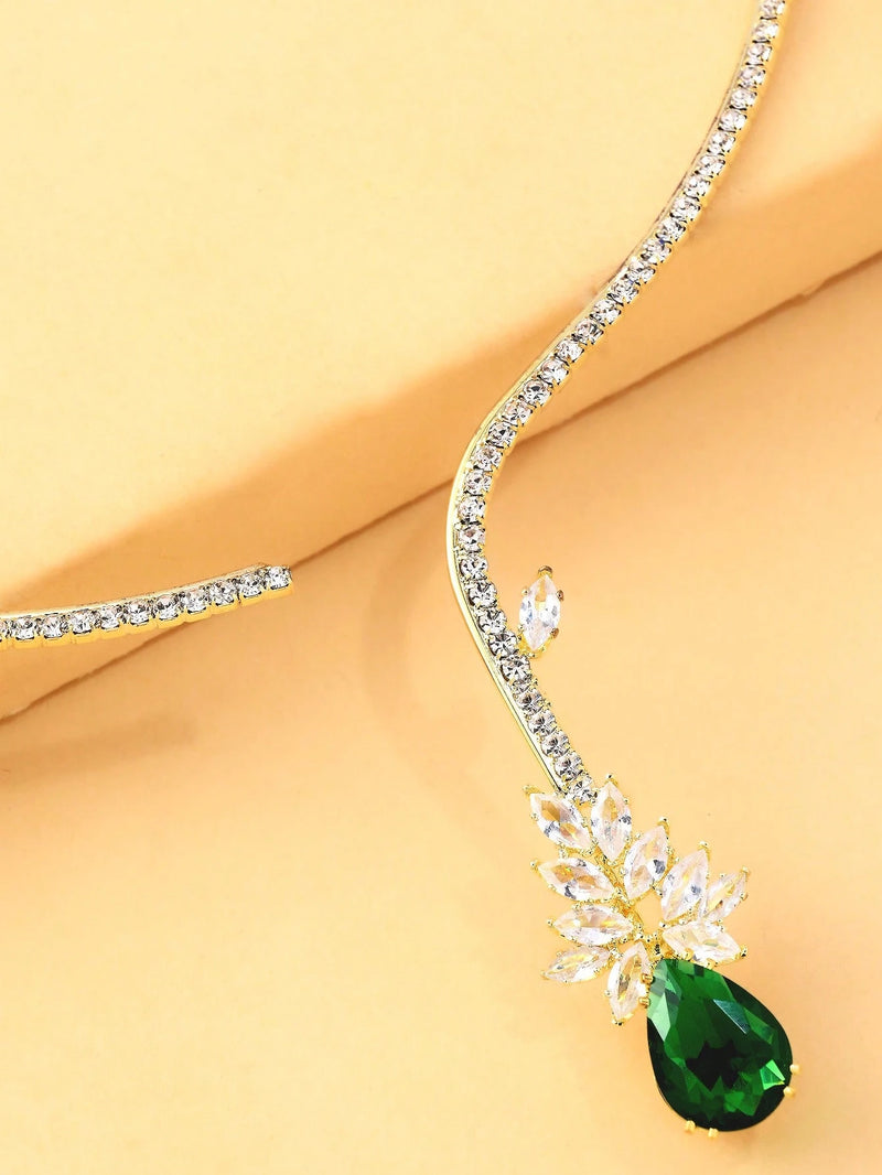 1 Peça Colar Choker Ajustável em Formato de Flor de Zircônia Para Mulheres