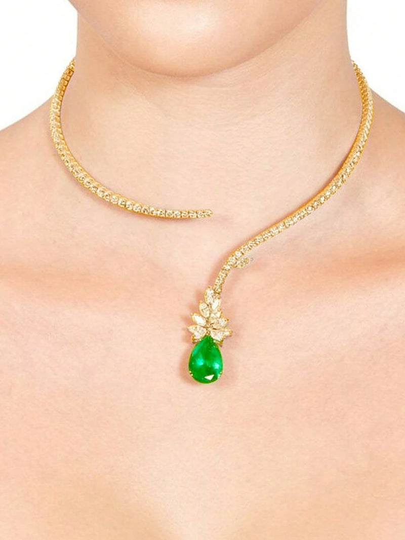 1 Peça Colar Choker Ajustável em Formato de Flor de Zircônia Para Mulheres