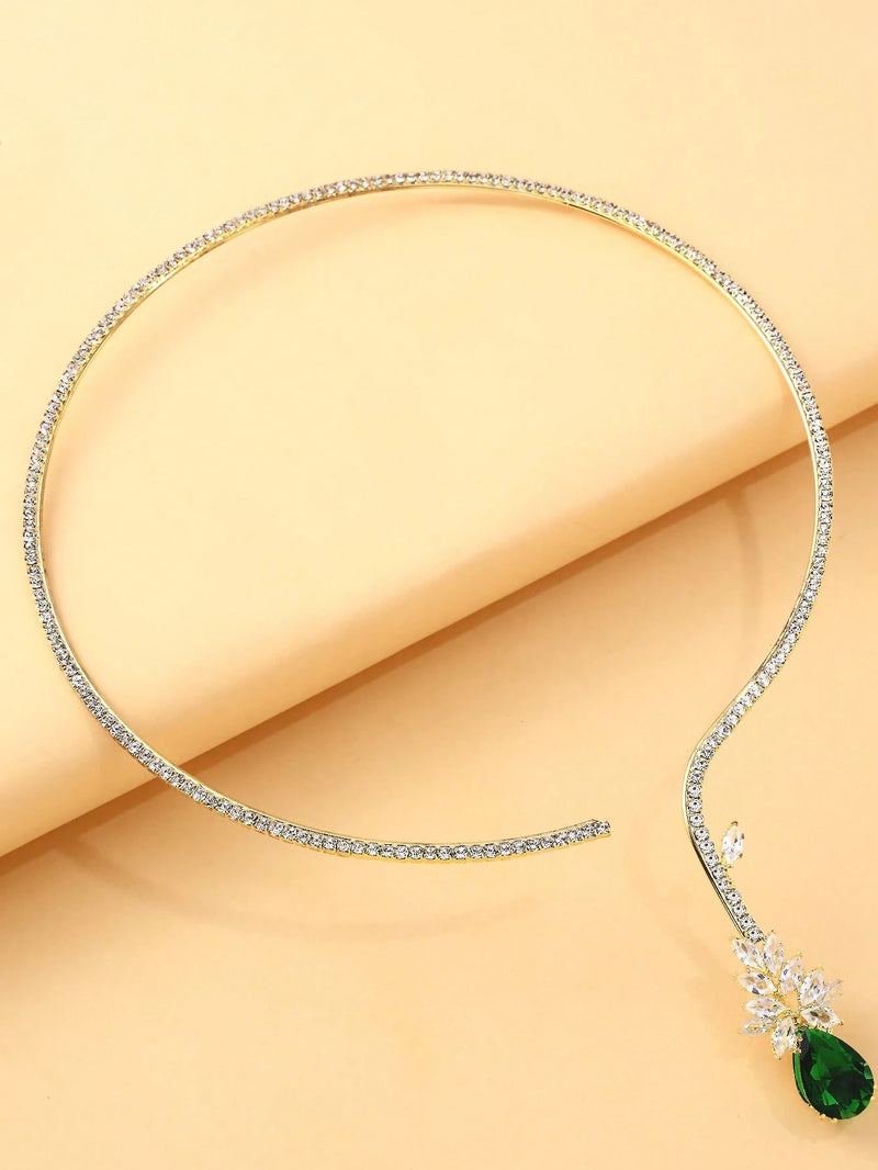 1 Peça Colar Choker Ajustável em Formato de Flor de Zircônia Para Mulheres