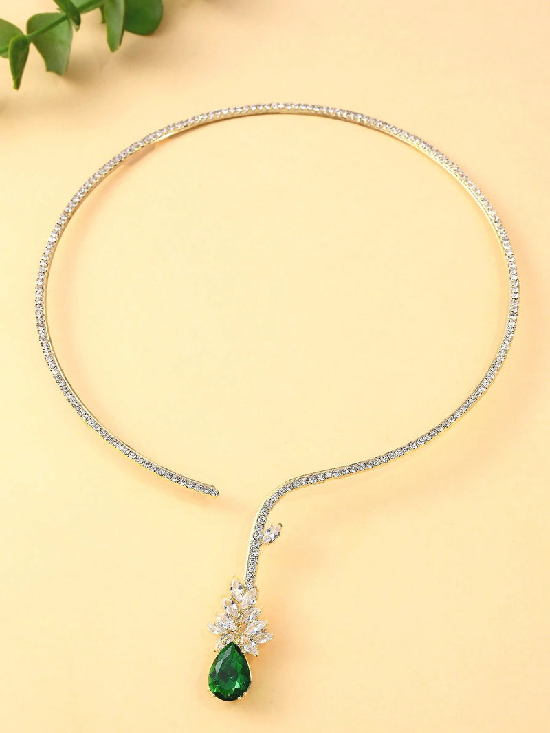 1 Peça Colar Choker Ajustável em Formato de Flor de Zircônia Para Mulheres