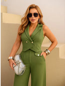 Vendedor IndicadoCONJUNTO ELEGANTE COLETE E CALÇA PANNTALONA PERNA LARGA EM ALFAIATARIA LOOK CHIQUE E MODERNO