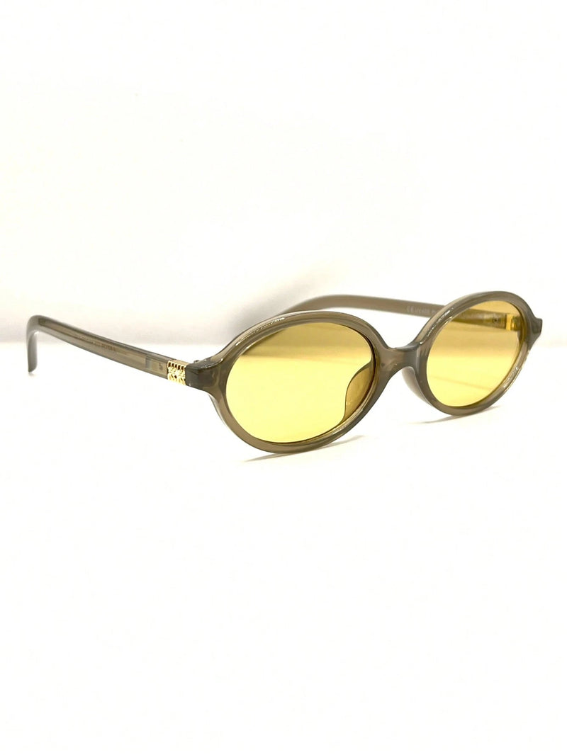 Óculos de sol feminino meio redondo retrô proteção uv400 da moda 2025 resistente estiloso oval