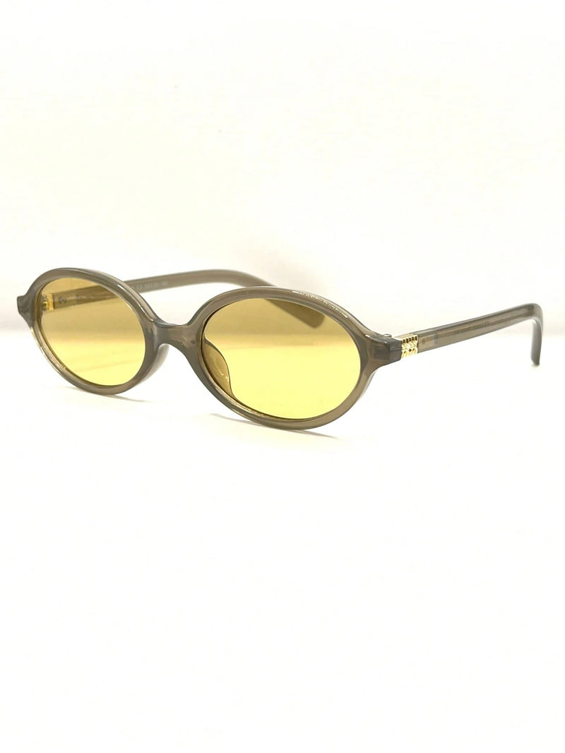 Óculos de sol feminino meio redondo retrô proteção uv400 da moda 2025 resistente estiloso oval