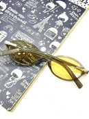 Óculos de sol feminino meio redondo retrô proteção uv400 da moda 2025 resistente estiloso oval