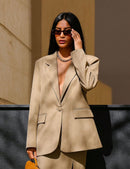 Blazer Alfaiataria Social Feminino abotoamento Elegante Atemporal Sobretudo Acinturado casual de negócios