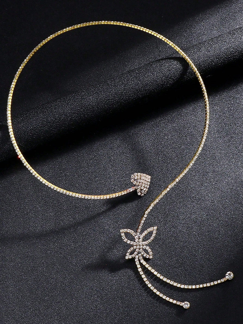 1 Peça Colar Choker Ajustável em Formato de Flor de Zircônia Para Mulheres