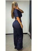 Vendedor IndicadoConjunto feminino de alfaiataria blusa manga curta com calça reta ótimo para usar no trabalho dia a dia casual premium acabamento pespontado