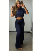 Vendedor IndicadoConjunto feminino de alfaiataria blusa manga curta com calça reta ótimo para usar no trabalho dia a dia casual premium acabamento pespontado