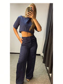 Vendedor IndicadoConjunto feminino de alfaiataria blusa manga curta com calça reta ótimo para usar no trabalho dia a dia casual premium acabamento pespontado