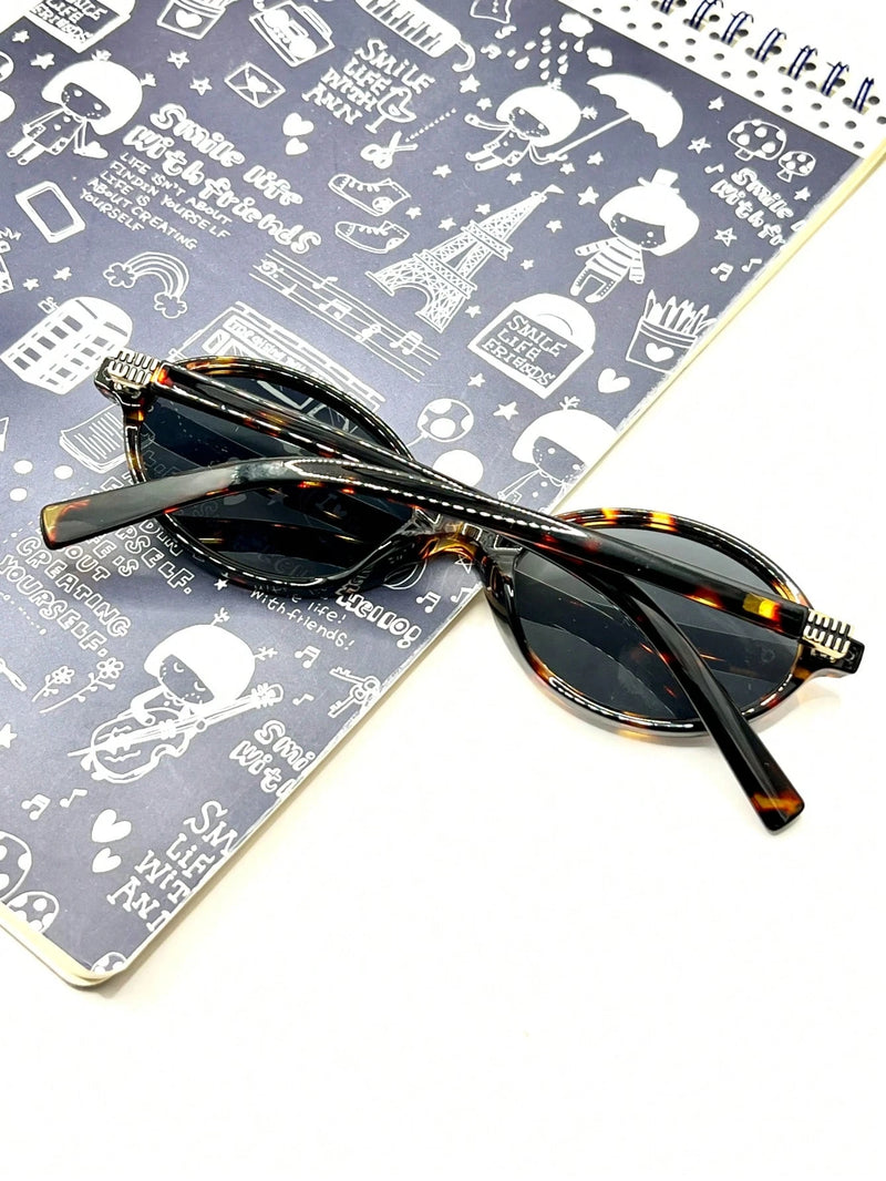 Óculos de sol feminino meio redondo retrô proteção uv400 da moda 2025 resistente estiloso oval