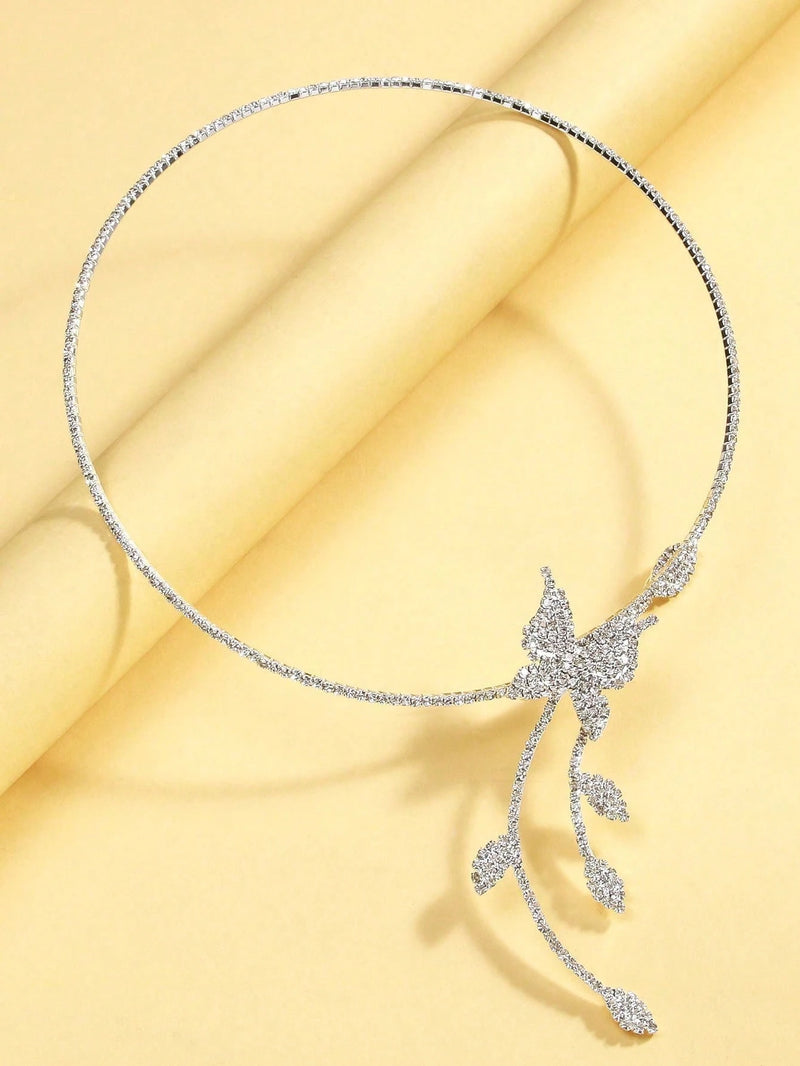 1 Peça Colar Choker Ajustável em Formato de Flor de Zircônia Para Mulheres