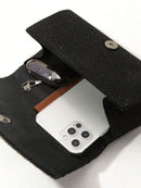 Bolsa de Festa Preta Pequena com Glitter, Bolsa Quadrada Plissada Glamorosa com Decoração de Strass Brilhante, Bolsa com Aba e Corrente Metálica para Jantar de Casamento/Banquete