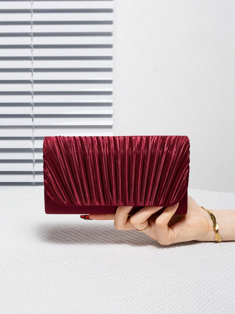 Bolsa de Mão Satin Listrada Elegante e Minimalista para Mulheres, Bolsa Envelope Quadrada Mini Elegante, Adequada para Festivais/Feriados, Essencial para Galas/Festas de Outono, Perfeita para Bailes/Comemorações