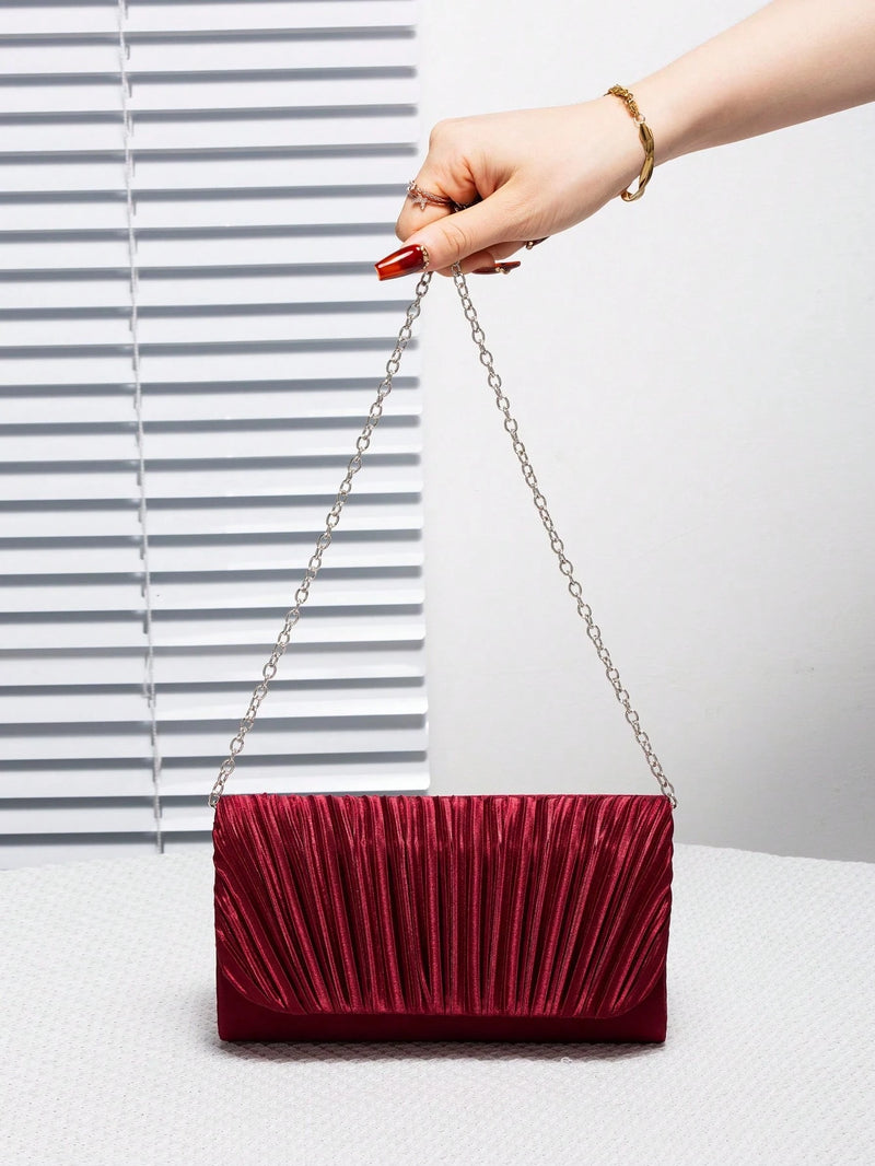Bolsa de Mão Satin Listrada Elegante e Minimalista para Mulheres, Bolsa Envelope Quadrada Mini Elegante, Adequada para Festivais/Feriados, Essencial para Galas/Festas de Outono, Perfeita para Bailes/Comemorações