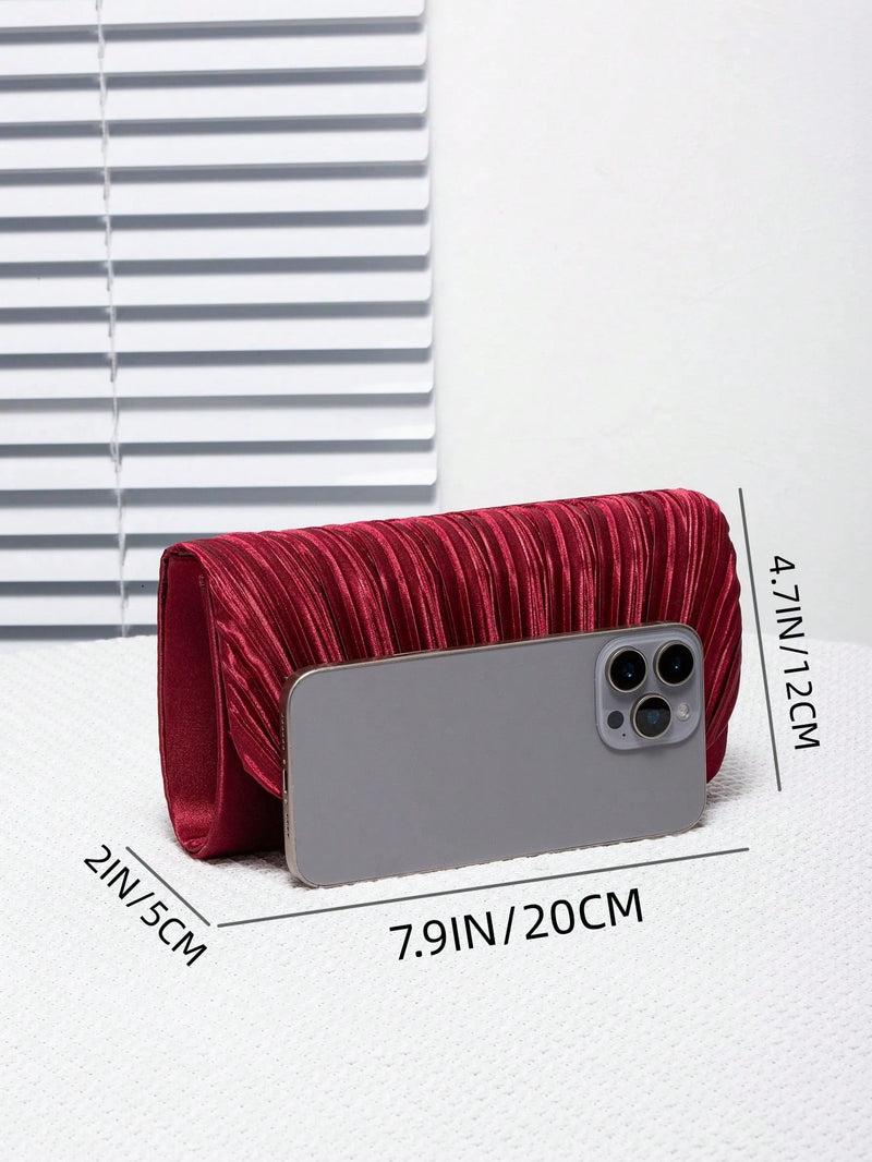 Bolsa de Mão Satin Listrada Elegante e Minimalista para Mulheres, Bolsa Envelope Quadrada Mini Elegante, Adequada para Festivais/Feriados, Essencial para Galas/Festas de Outono, Perfeita para Bailes/Comemorações