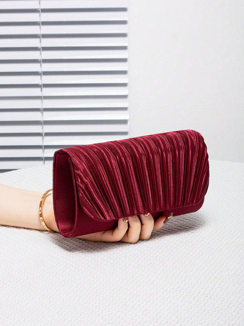 Bolsa de Mão Satin Listrada Elegante e Minimalista para Mulheres, Bolsa Envelope Quadrada Mini Elegante, Adequada para Festivais/Feriados, Essencial para Galas/Festas de Outono, Perfeita para Bailes/Comemorações