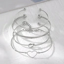 Conjunto de pulseira com nó de coração em liga de diamantes da moda, pulseira geométrica com coração criativo