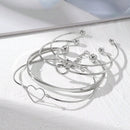 Conjunto de pulseira com nó de coração em liga de diamantes da moda, pulseira geométrica com coração criativo