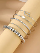 Conjunto de pulseira com nó de coração em liga de diamantes da moda, pulseira geométrica com coração criativo