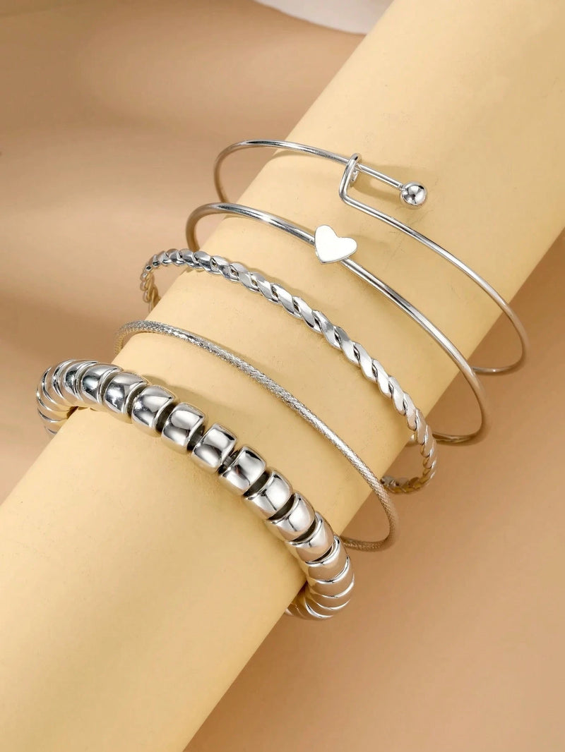 Conjunto de pulseira com nó de coração em liga de diamantes da moda, pulseira geométrica com coração criativo
