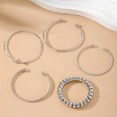 Conjunto de pulseira com nó de coração em liga de diamantes da moda, pulseira geométrica com coração criativo