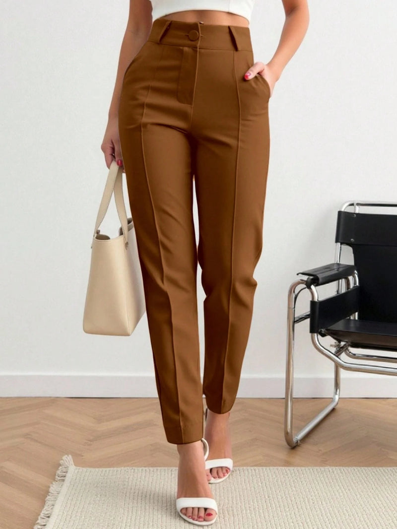 Calça Glam Em Vinco Alfaiataria Reta – ISABELLA